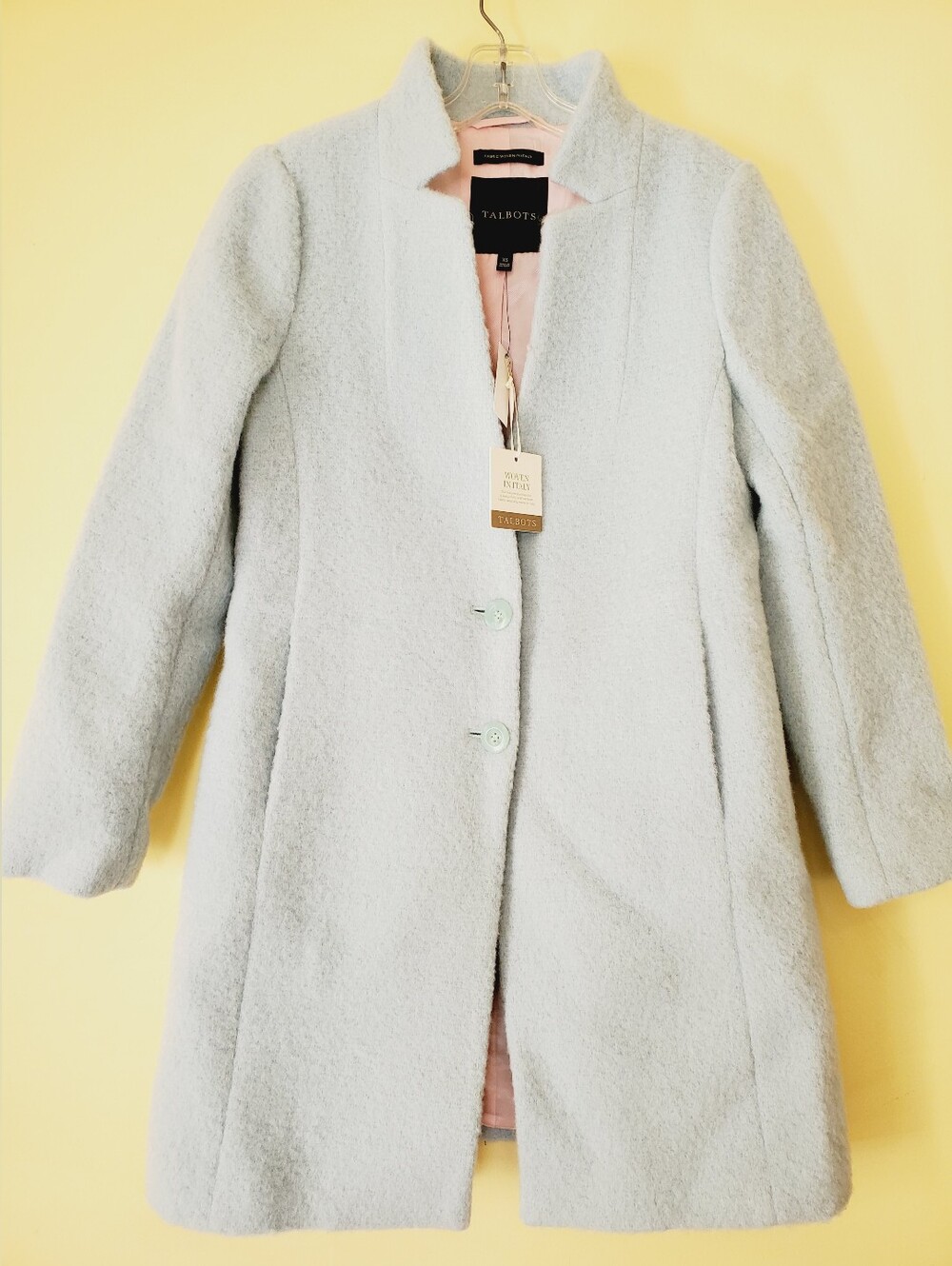 Talbots Brushed Wool Lined Ice Blue Women's Coat Size XS